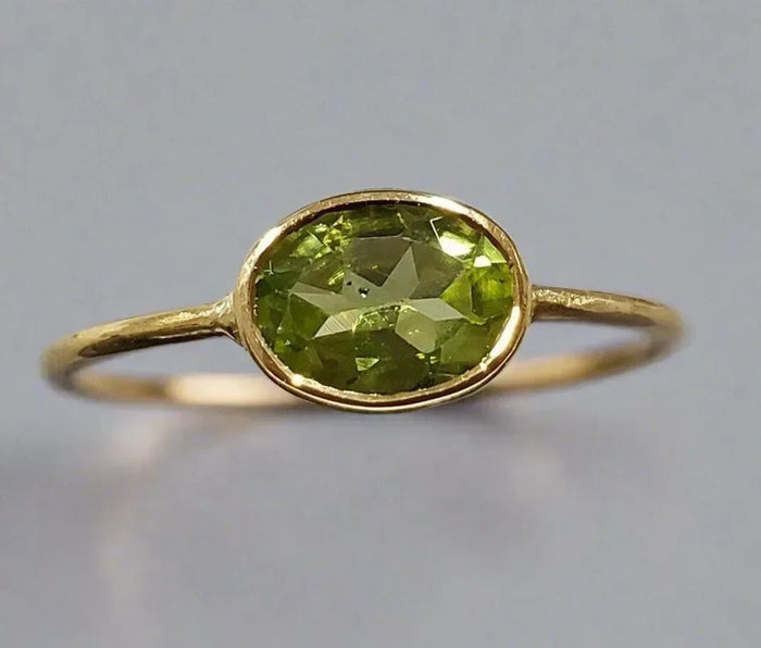 Green Peridot Ring - Elegant 14k Gold Design - K Jewelry Accessories