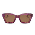 diff eyewear greer square sunglasses in a lavender haze tortoise acetate frame and brown lenses front view
