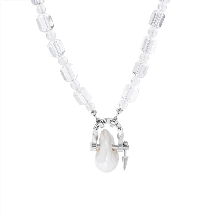 Halo Baroque Pearl & Clear Quartz Necklace