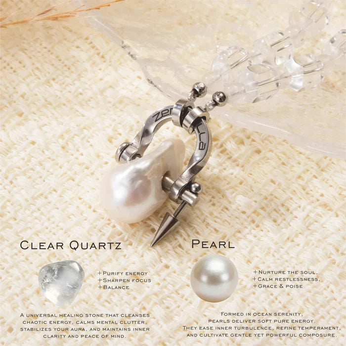 Halo Baroque Pearl & Clear Quartz Necklace