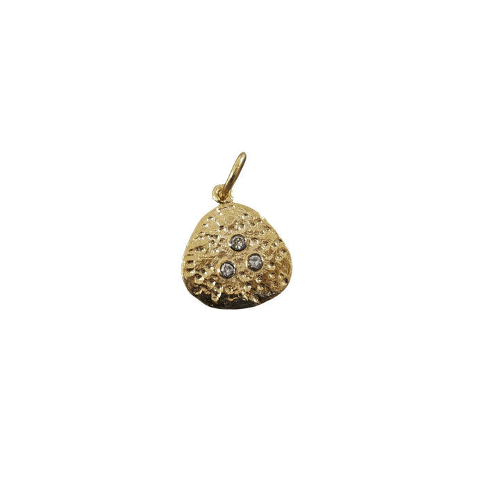 Hammered 14k Gold Diamond Pendant 3 stone charm - K Jewelry Accessories
