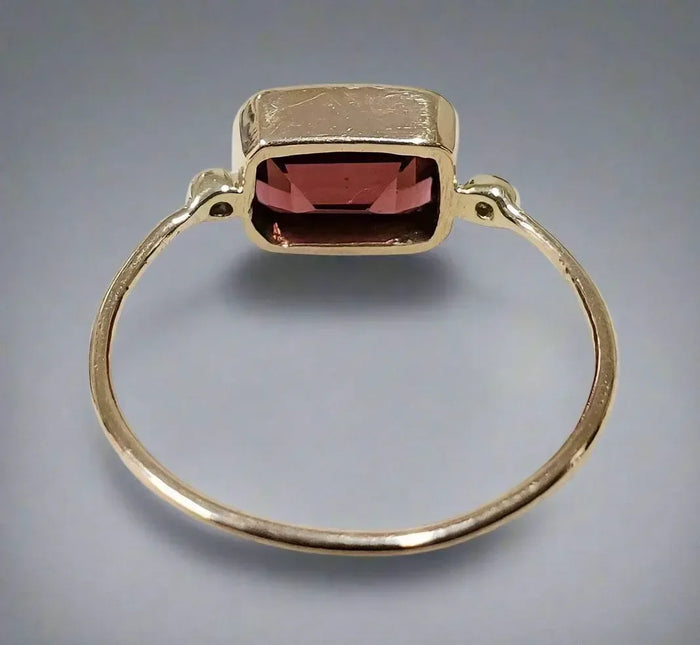 Handmade 14k Diamond & Red Garnet Gold Ring - K Jewelry Accessories