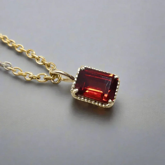 Handmade 14K Garnet Gold Pendant - K Jewelry Accessories