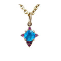 Handmade 14k Gold Apatite and Ruby Pendant: Round Gemstone Jewelry - K Jewelry Accessories