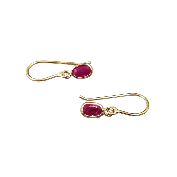 Handmade 18k Gold Ruby Drop Earrings - K Jewelry Accessories
