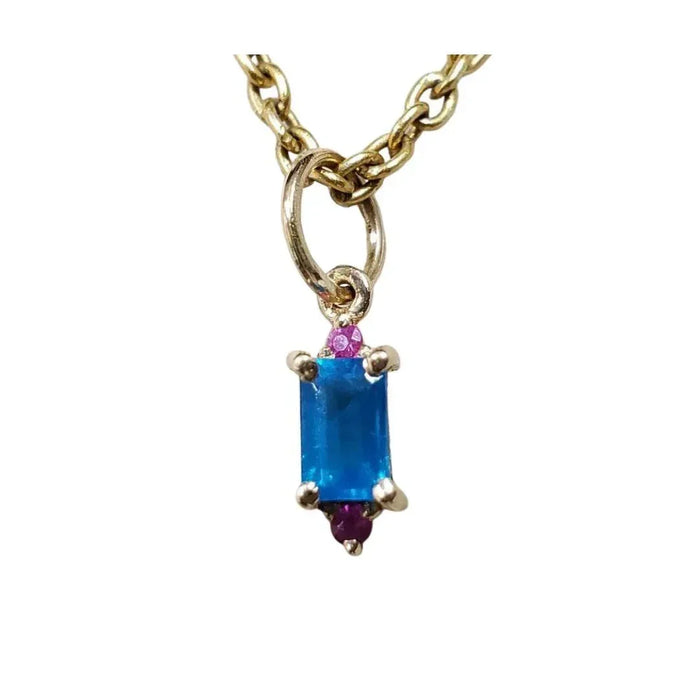Handmade Baguette Neon Apatite and Ruby Pendant - K Jewelry Accessories