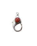 Handmade Red Coral Sterling Silver Lobster Clasp: 5mm Cabochon Connector