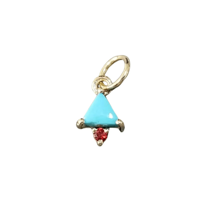 Handmade Solid 14k Red Sapphire & Arizona Turquoise Gold Pendant - K Jewelry Accessories