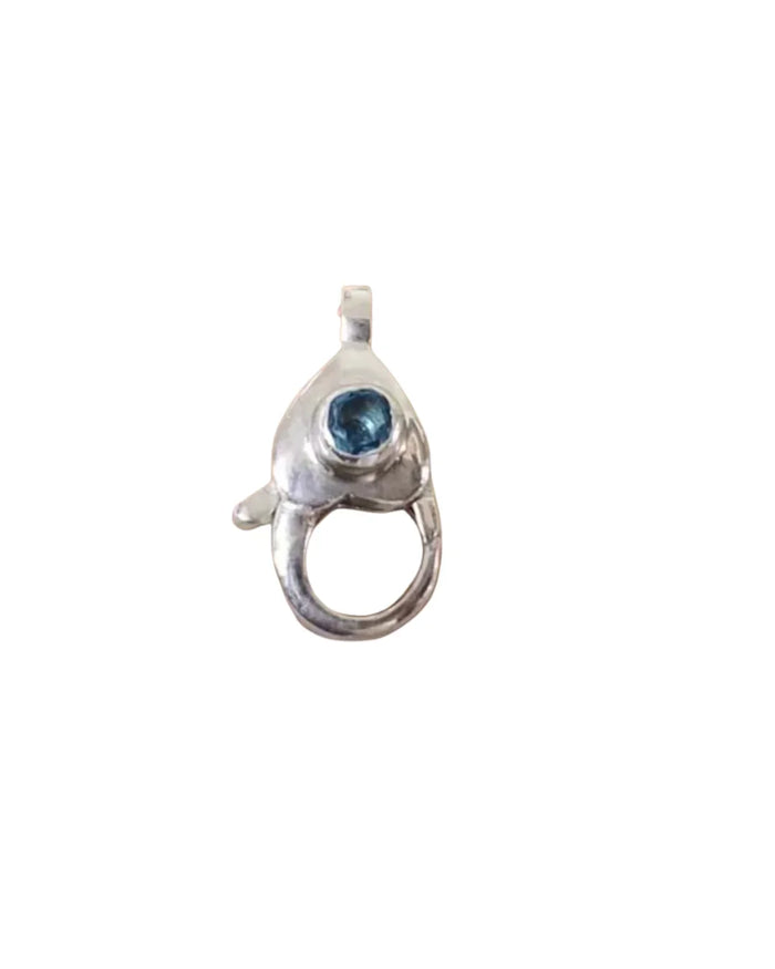 Handmade Sterling Silver Swiss Blue Topaz Clasp – Jewelry Connector Lock