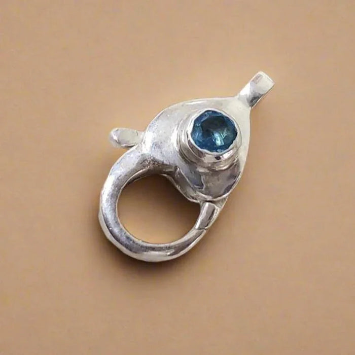 Handmade Sterling Silver Swiss Blue Topaz Clasp – Jewelry Connector Lock