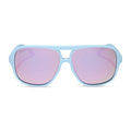 diff sport featuring the hangtime aviator sunglasses with a matte baby blue frame and lavender mirror polarized lenses front view