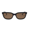 diff eyewear hannah square sunglasses with a black acetate frame and brown polarized lenses front view
