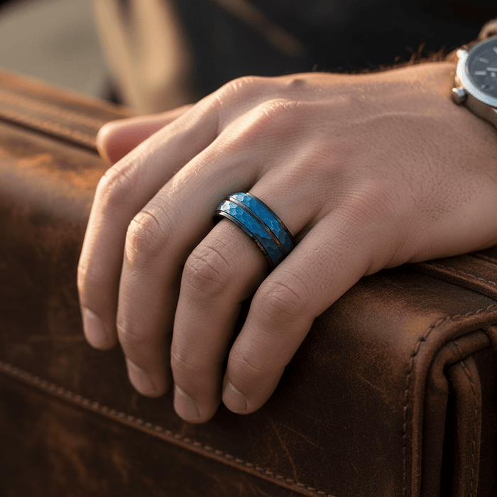 HARLO — angled view — men's tungsten carbide wedding ring | Aydins Jewelry