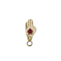 Heart Ruby Charm 14k Gold, Hamsa Hand Hoop Earrings Charm
