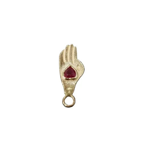 Heart Ruby Charm 14k Gold, Hamsa Hand Hoop Earrings Charm