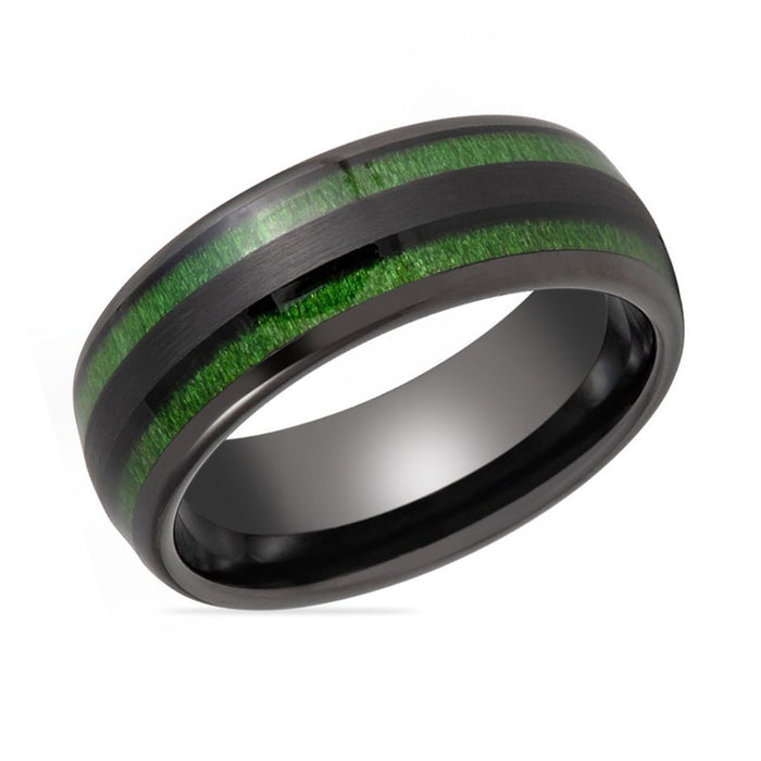 HELLION | Tungsten Ring Green Groove - Rings - Aydins Jewelry - 2