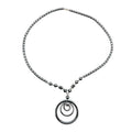 Hematite Spiral Pendant Necklace Silver Tone Beads 18 Inch Modern Minimalist