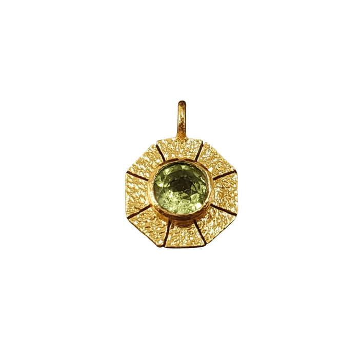 Hexagon Shape Gold Vermeil Peridot Charm Pendant - K Jewelry Accessories