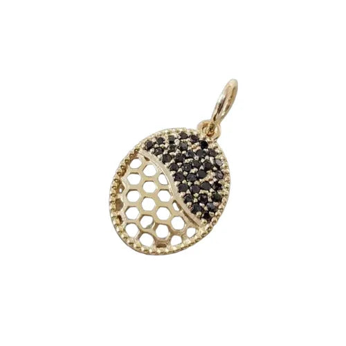 Honeycomb Black Diamond Pendant in 14k Gold | Beehive Necklace Charm