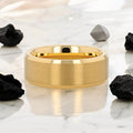 Multiple width options for the HONOR Gold Tungsten Ring by Aydins Jewelry - available in 4mm, 6mm, and 8mm.