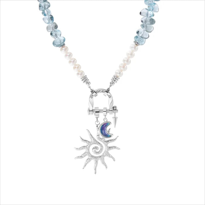 Horizon Blue Topaz & Pearl Necklace