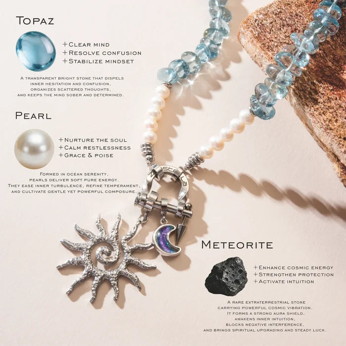 Horizon Blue Topaz & Pearl Necklace