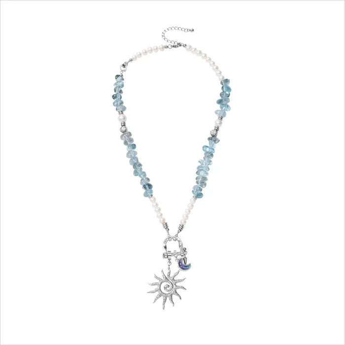 Horizon Blue Topaz & Pearl Necklace