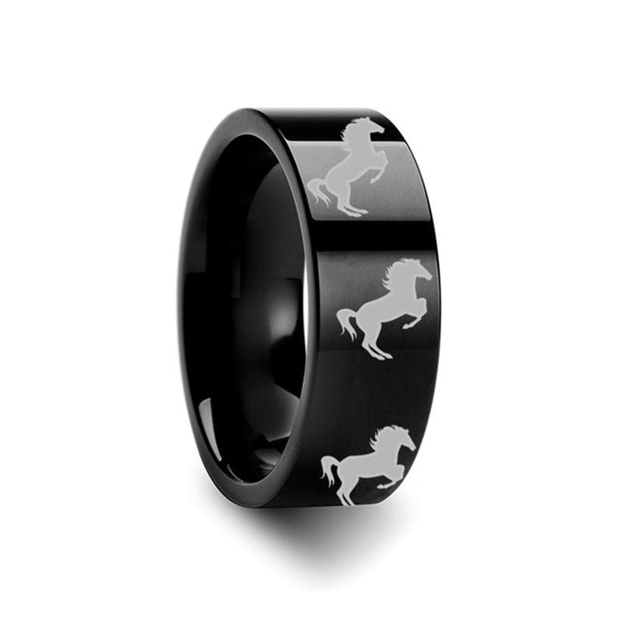 Horse Hind Legs Print Animal Design Tungsten Carbi Tungsten Carbide men's wedding band, image 2