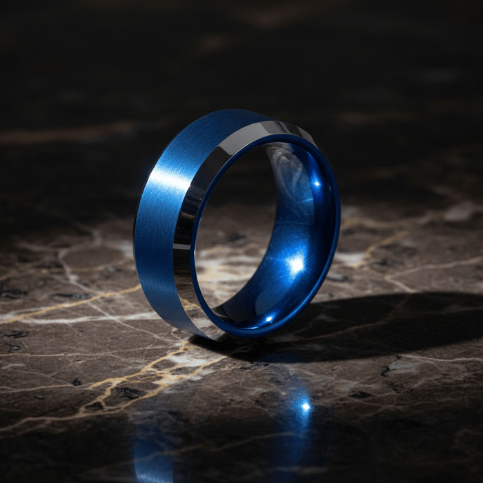 HYDRO — detail view — men's tungsten carbide wedding ring | Aydins Jewelry