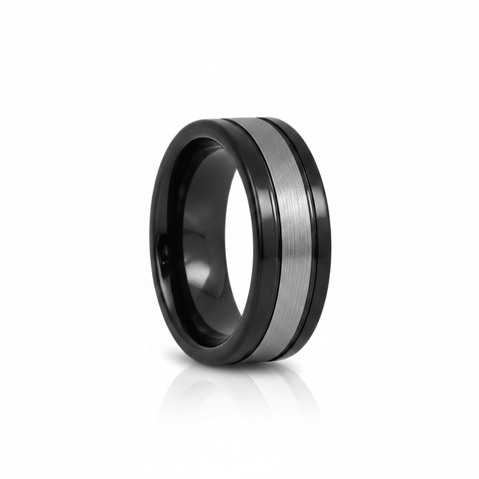 HYMEN — hero shot — men's tungsten carbide wedding ring | Aydins Jewelry