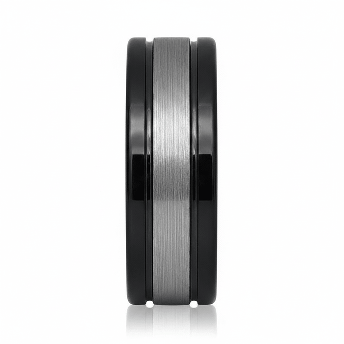 HYMEN — angled view — men's tungsten carbide wedding ring | Aydins Jewelry