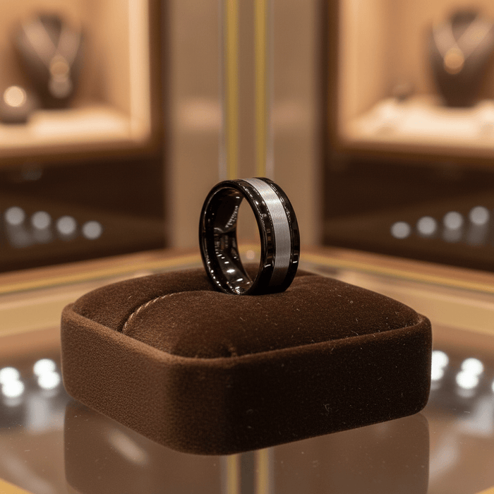 HYMEN — display shot — men's tungsten carbide wedding ring | Aydins Jewelry