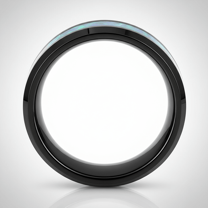ICICLE — Center-through axial view — men's tungsten wedding ring.