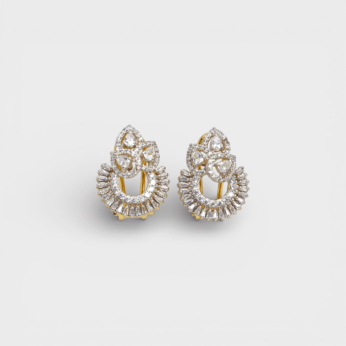 Imperial Baguette Sunburst Earrings - Monis Anas Jewellers