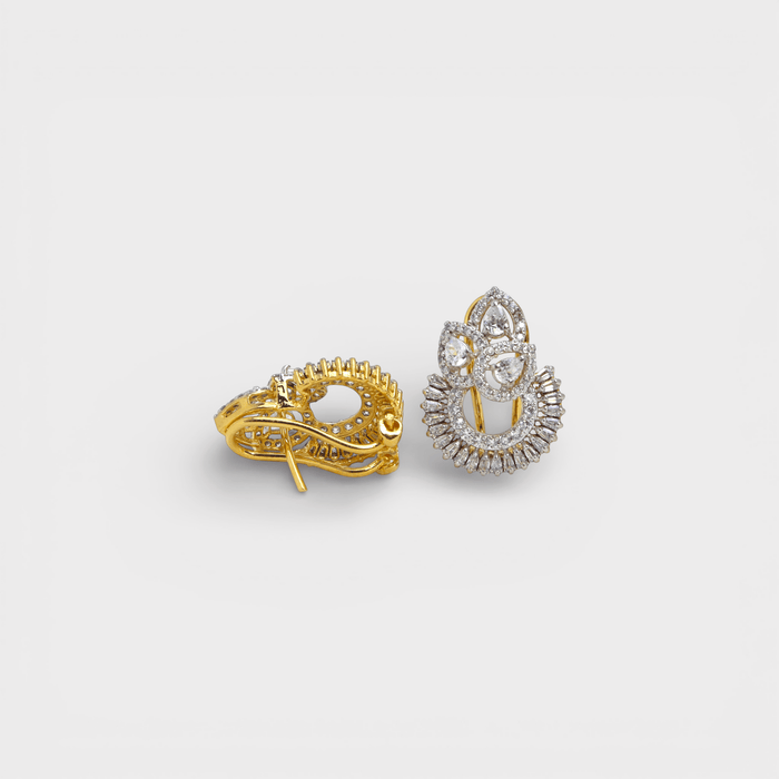 Imperial Baguette Sunburst Earrings - Monis Anas Jewellers