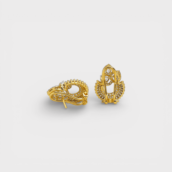 Imperial Baguette Sunburst Earrings - Monis Anas Jewellers