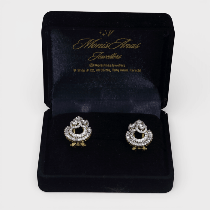 Imperial Baguette Sunburst Earrings - Monis Anas Jewellers