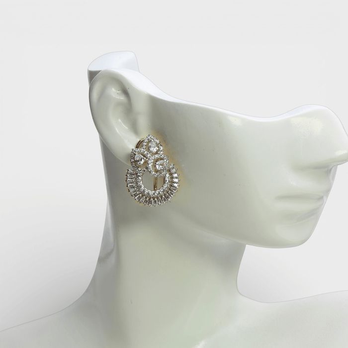 Imperial Baguette Sunburst Earrings - Monis Anas Jewellers