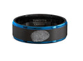 Finger Print Engraved Two-Tone Black Brushed — hero shot — men's tungsten carbide wedding ring | Aydins Jewelry