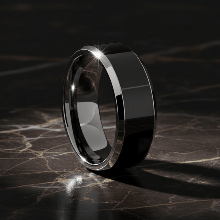 INFERNO — detail view — men's tungsten carbide wedding ring | Aydins Jewelry