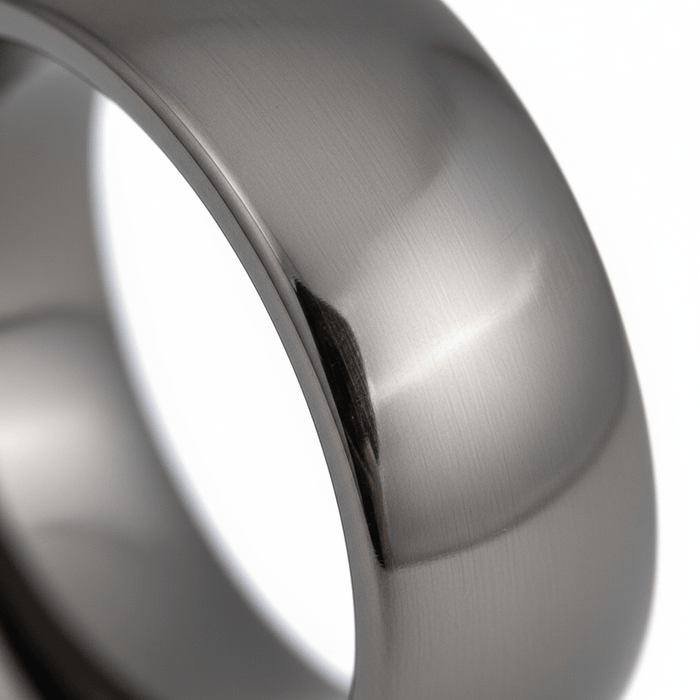 IVORY — Extreme macro detail — men's tungsten wedding ring.