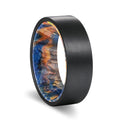 JACK | Blue & Yellow/Orange Wood, Black Flat Brushed Tungsten - Rings - Aydins Jewelry - 1