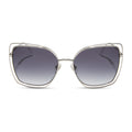 diff eyewear featuring the jacqueline square sunglasses with a silver frame and grey gradient lenses front view