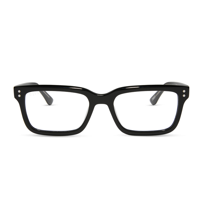 diff eyewear yellowstone john dutton rectangular prescription glasses black frame front view