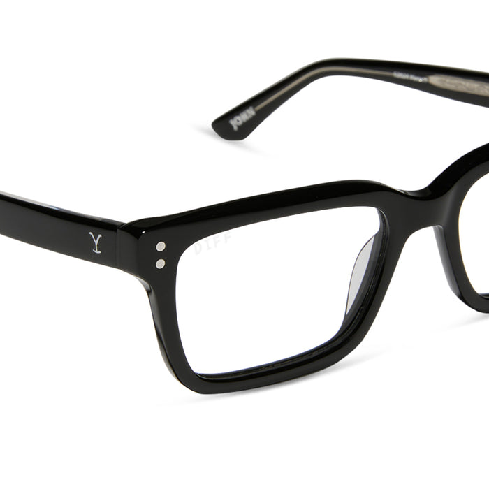 diff eyewear yellowstone john dutton rectangular prescription glasses black frame detailed view