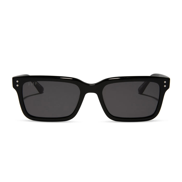 diff eyewear yellowstone john dutton rectangular prescription sunglasses black frame front view