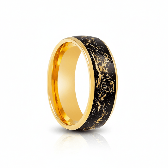 JOVIAN — Hero product shot — men's tungsten wedding ring.