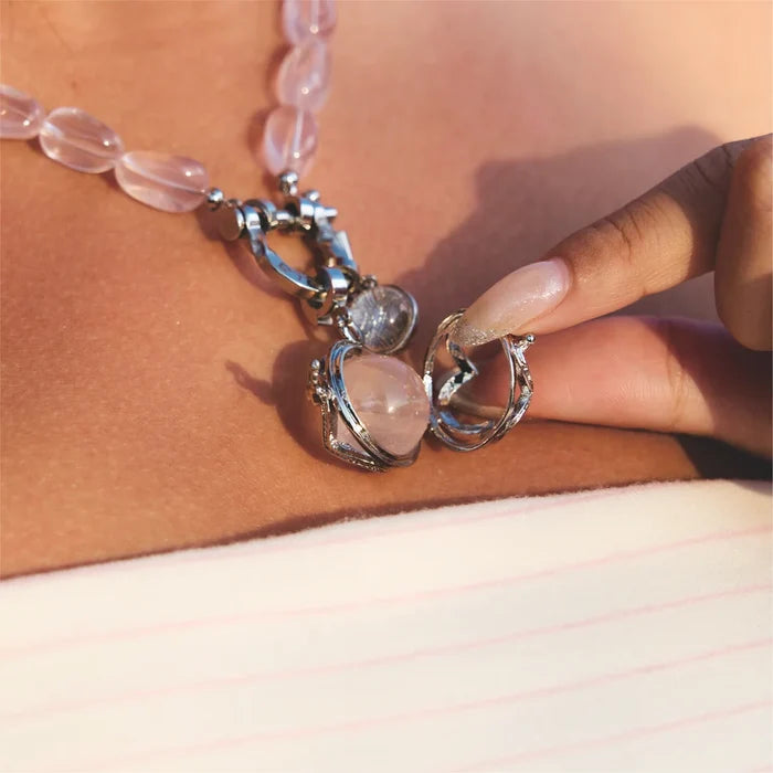 Keepsake Rose Quartz Locket Necklace