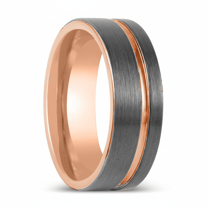 KORAI — Hero product shot — men's tungsten wedding ring.