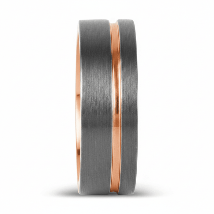 KORAI — Front-facing straight-on view — men's tungsten wedding ring.